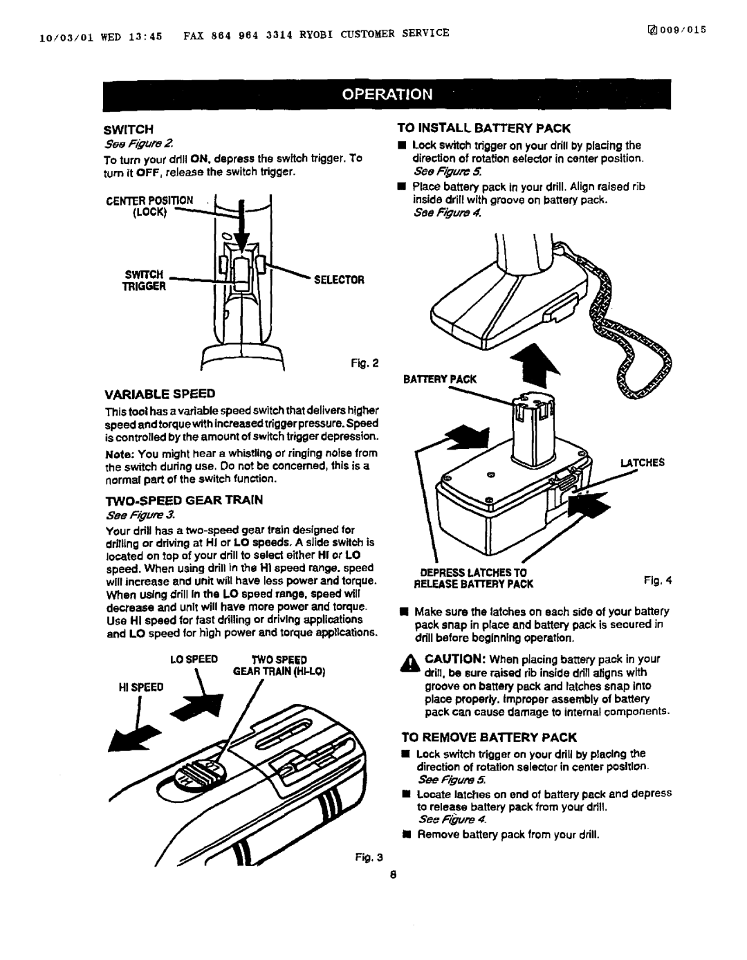 Craftsman 973.111430 owner manual See Figure, Selector Variable Speed, Sos Figure, To Remove Baitery Pack 