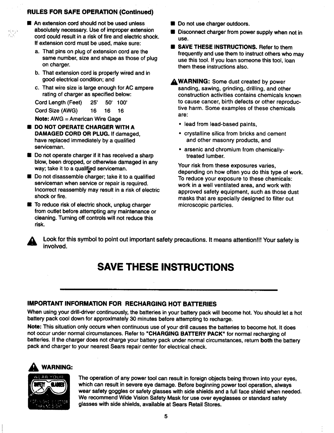 Craftsman 973.11147 owner manual Important Information for Recharging HOT Batteries 