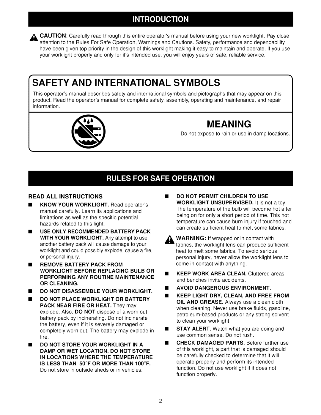 Craftsman 973.113900 operating instructions Read ALL Instructions, Avoid Dangerous Environment 