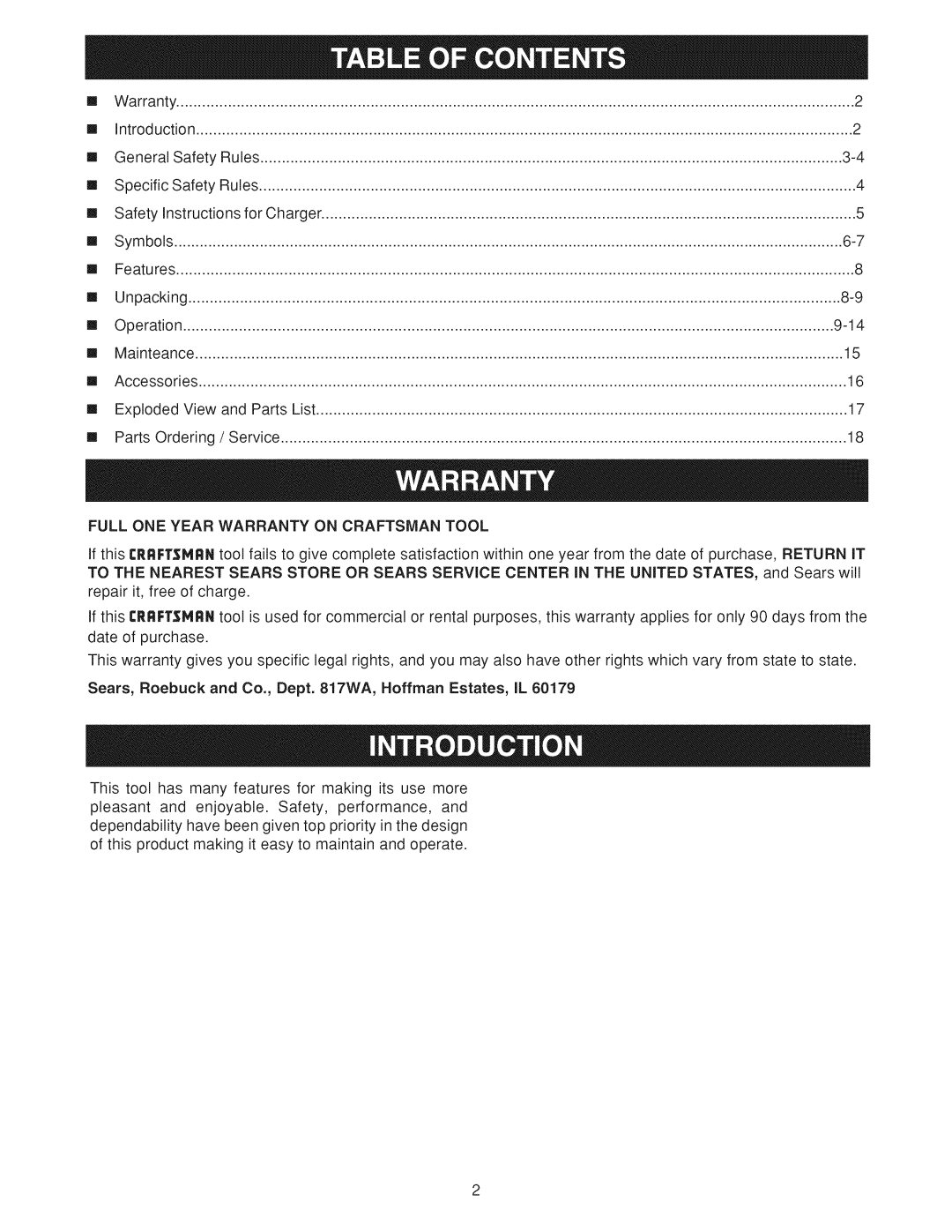 Craftsman 973.11424 manual Full ONE Year Warranty on Craftsman Tool 