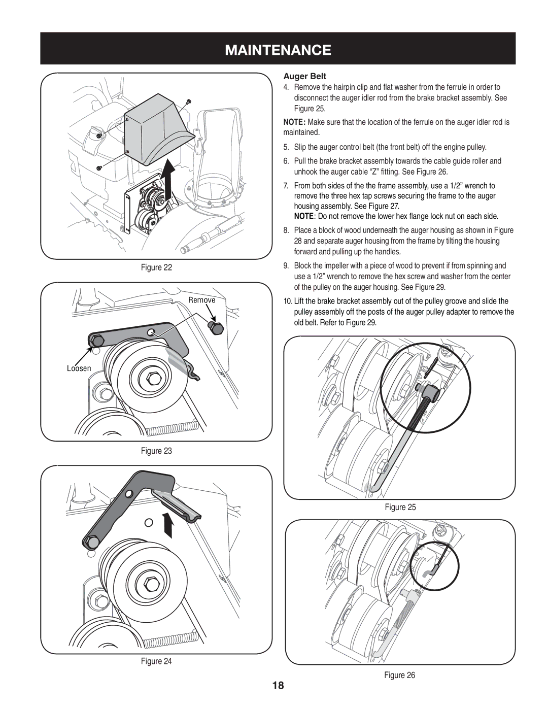 Craftsman C459-52833 manual Auger Belt 