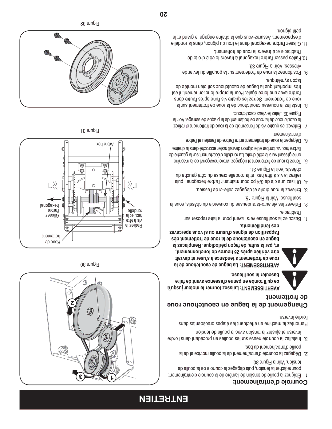 Craftsman C459-52833 manual Frottement de, Jusqu’à moteur le tourner Laissez Avertissement 