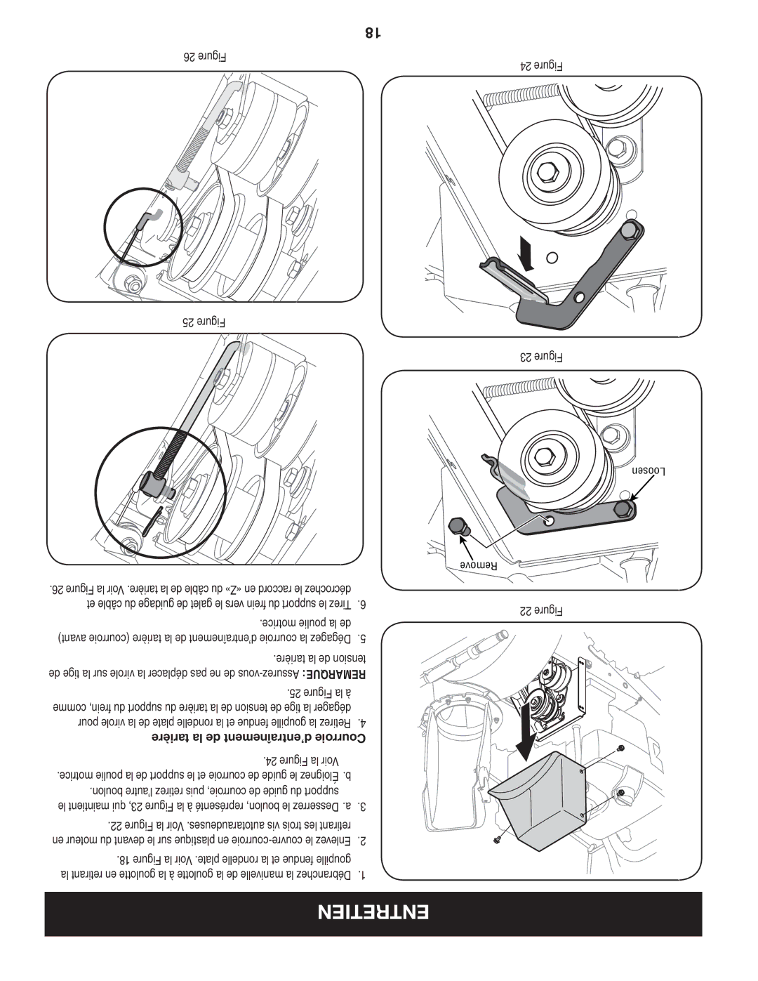 Craftsman C459-52833 manual Tarière la de d’entraînement Courroie 