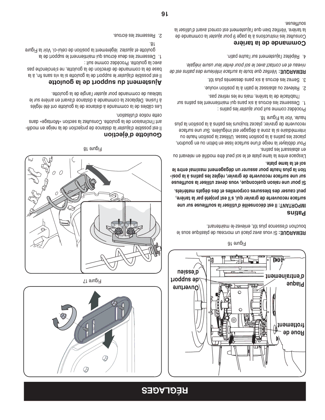 Craftsman C459-52833 manual Réglages 