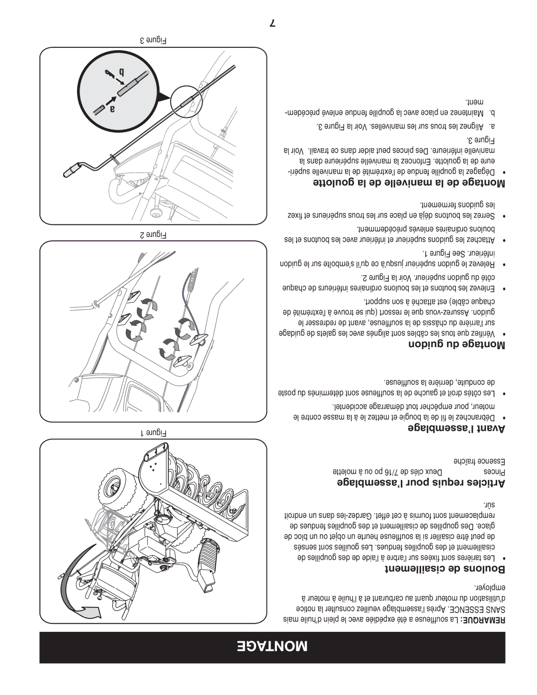 Craftsman C459-52833 Goulotte la de manivelle la de Montage, Guidon du Montage, ’assemblage Avant, Cisaillement de Boulons 