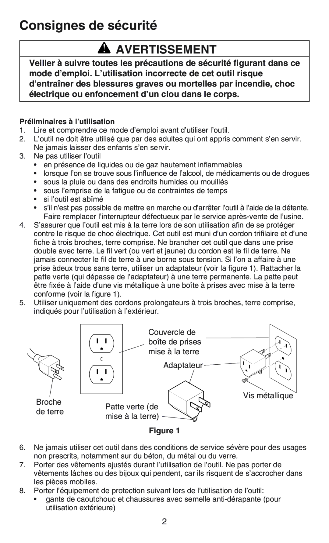 Craftsman C583-930360 operating instructions Consignes de sécurité, Préliminaires à l’utilisation 