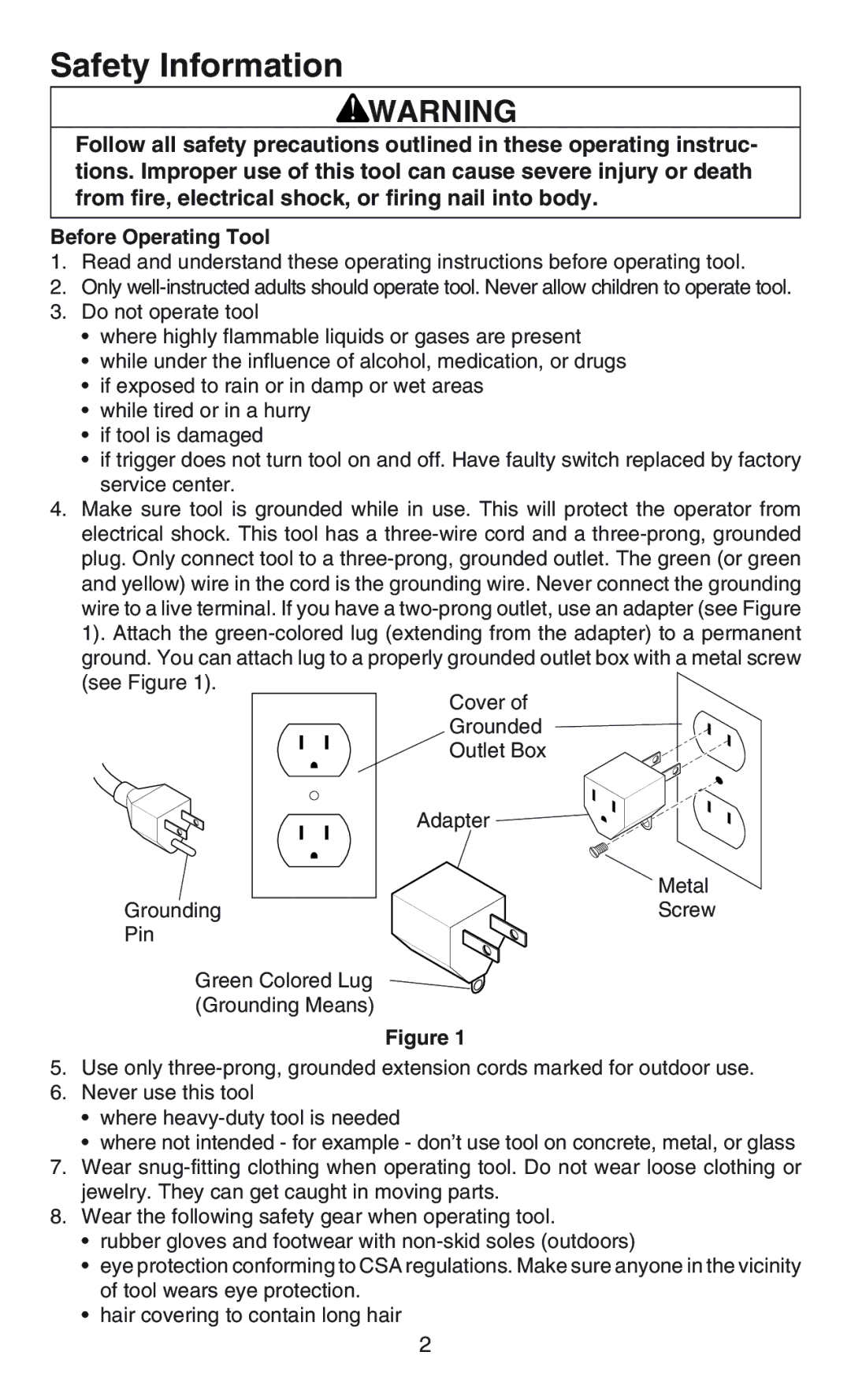 Craftsman C583-930360 operating instructions Safety Information 