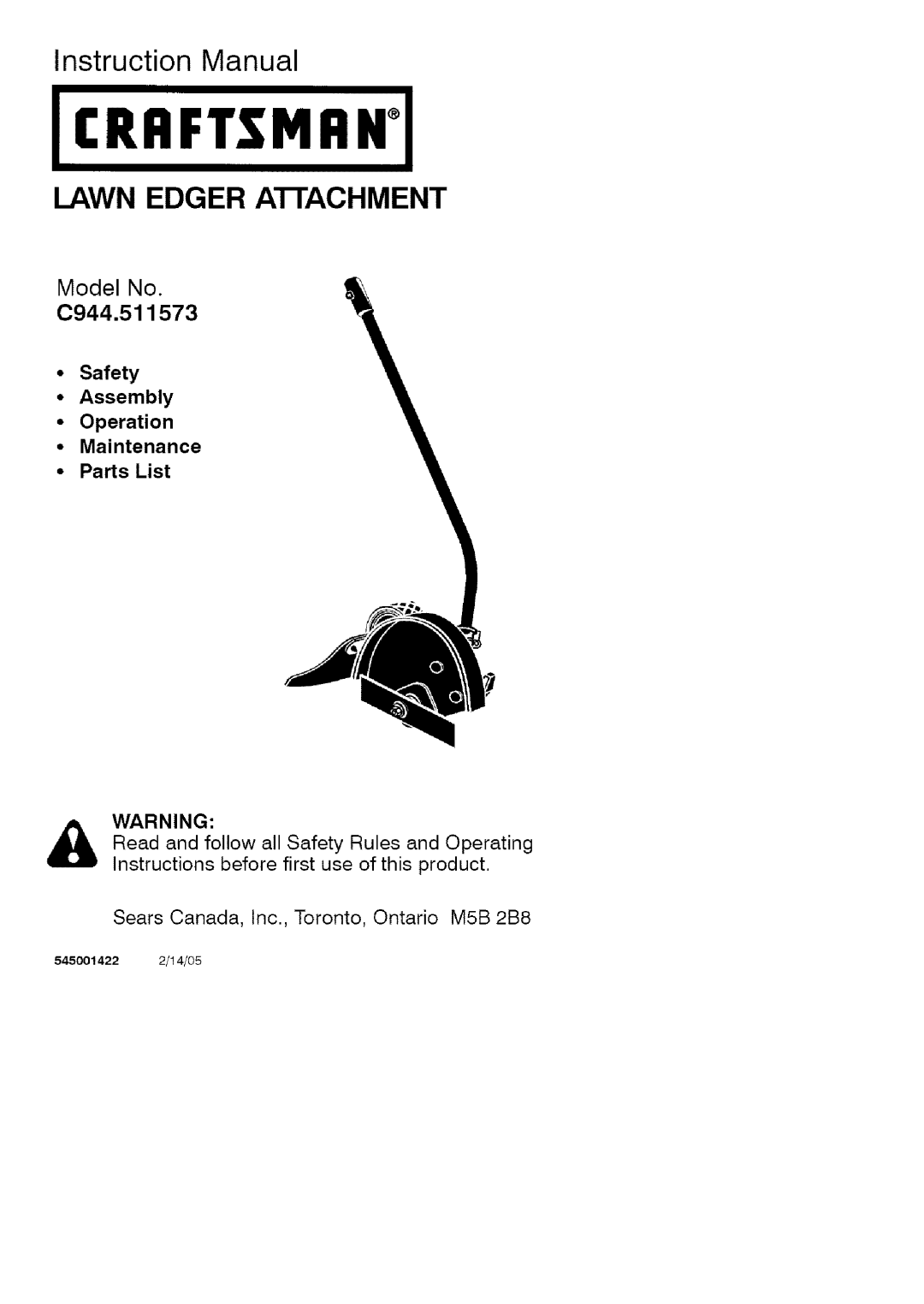 Craftsman C944.511573 instruction manual €Raftsma#J 