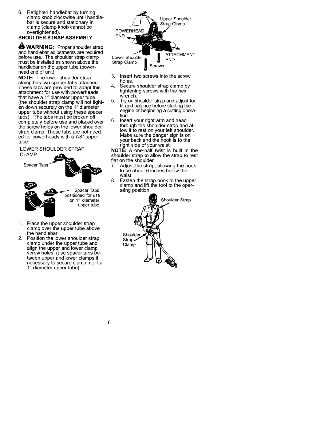 Craftsman C944.511590, 0944.511590 manual Shoulderstrapassembly, Lower Shoulder Strap Clamp 