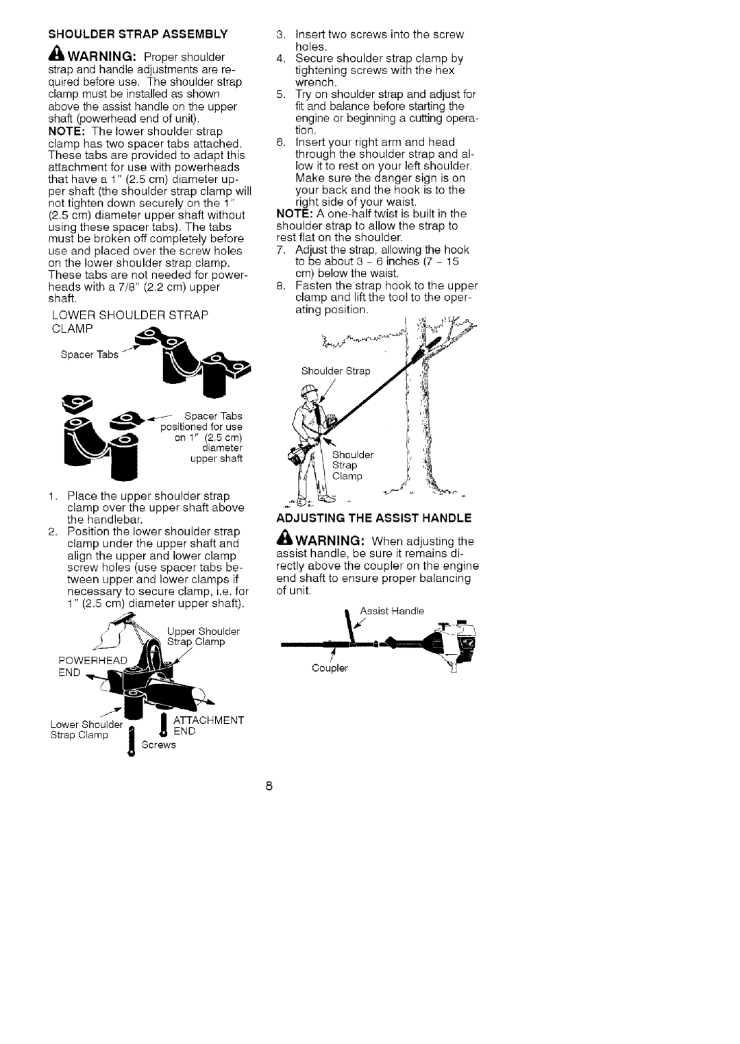 Craftsman C944.514610 instruction manual Shoulder Strap Assembly, Lower Shoulder Strap Clamp, Powerhead END, Attachment 