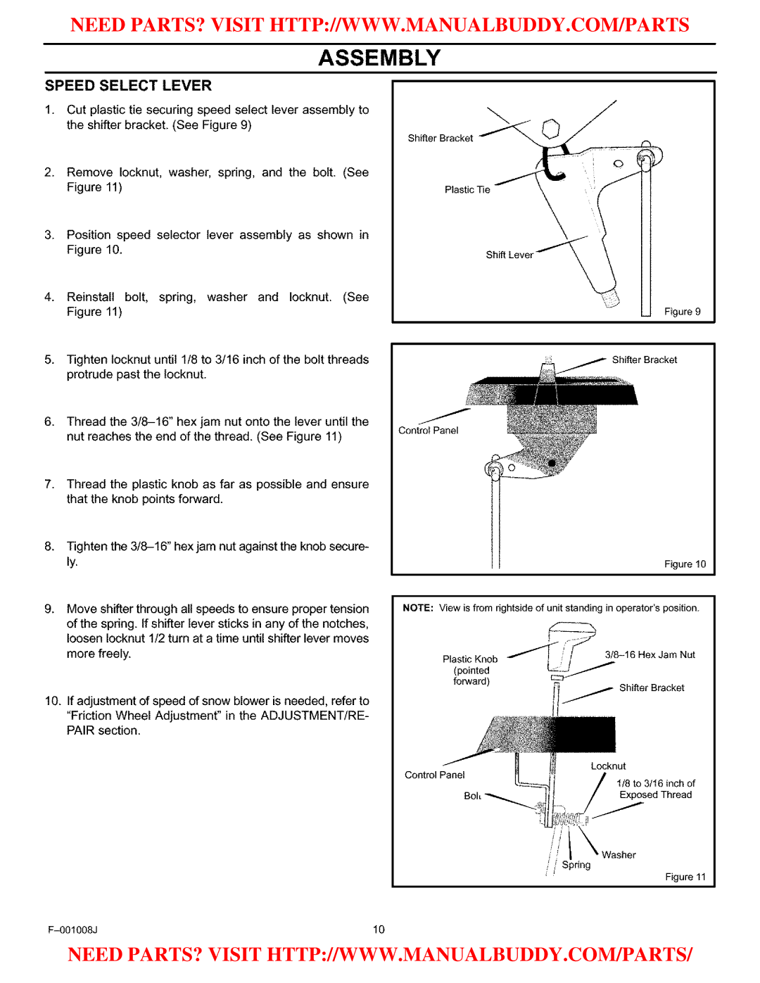 Craftsman C950-52930-0 owner manual Speed Select Lever 