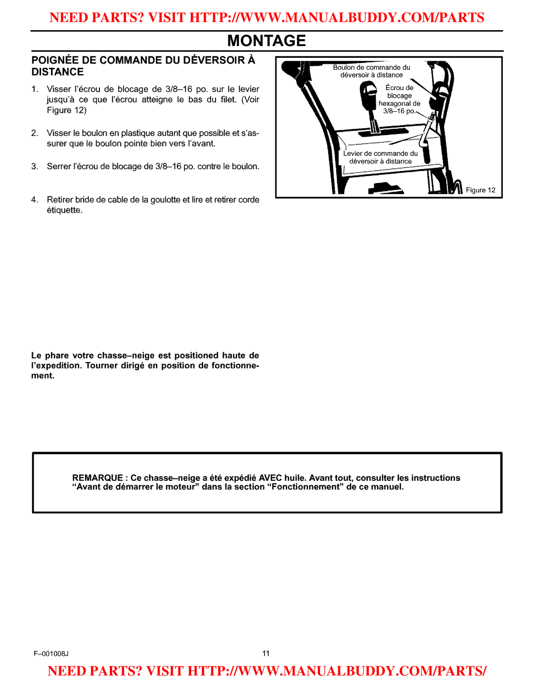 Craftsman C950-52930-0 owner manual Poignfe DE Commande DU Dfversoir Distance 