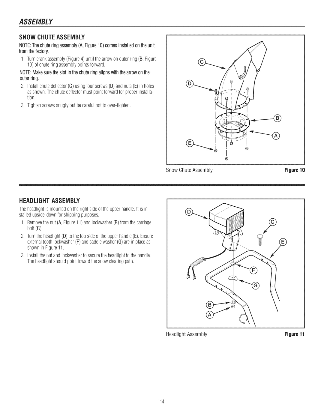 Craftsman C950-52943-0 Headlight Assembly, Removethe nutA, andIockwasherBfromthecarriage boltC, Shownin, HeadlightAssembly 