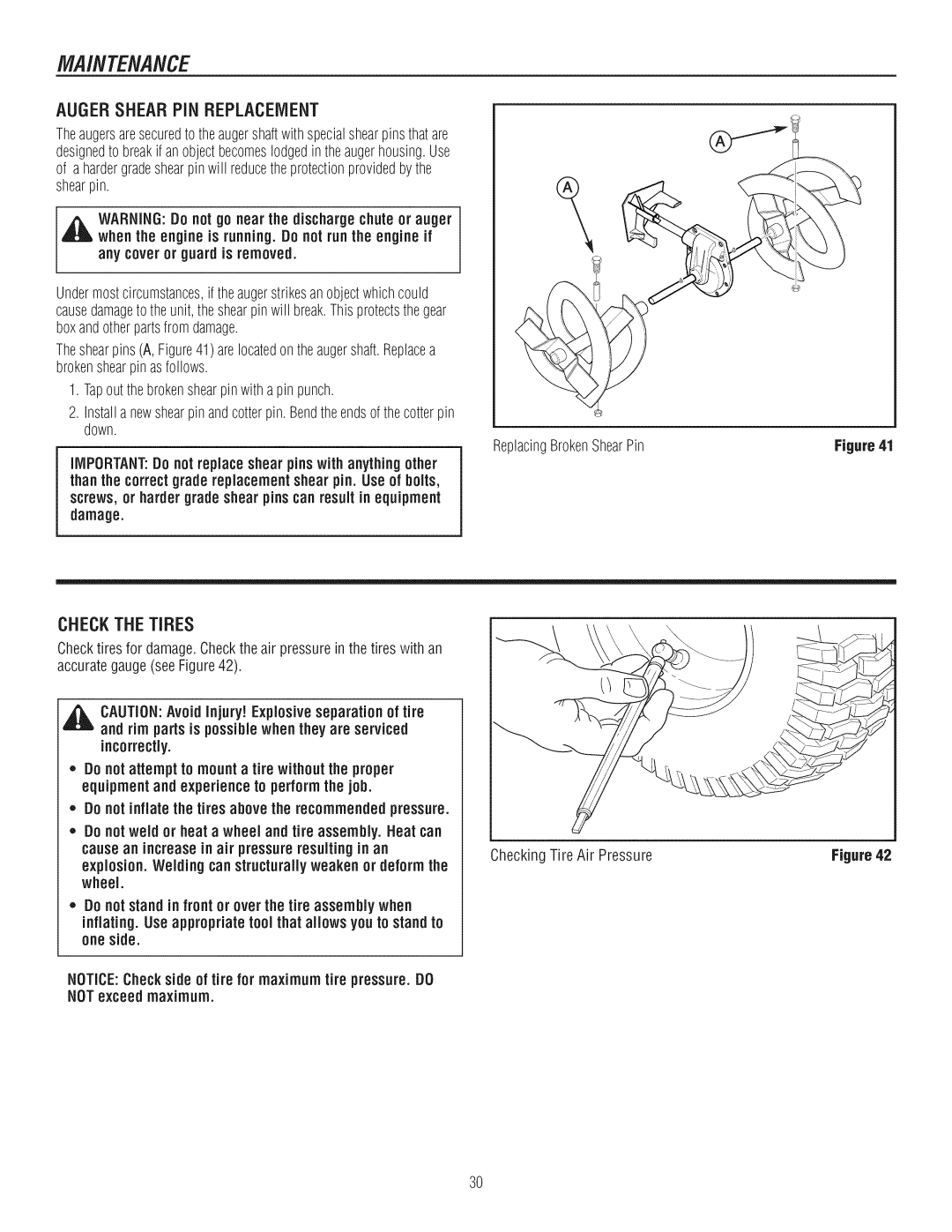 Craftsman C950-52943-0 owner manual AUGERSHEARPiN Replacement, Any cover or guard is removed, Incorrectly, One side 