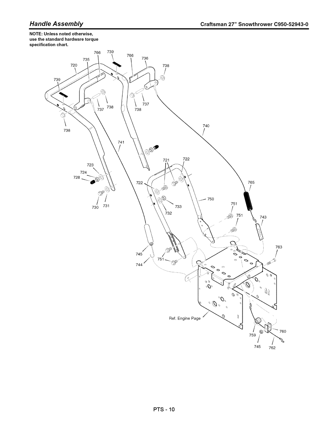 Craftsman C950-52943-0 owner manual Handle Assembly 