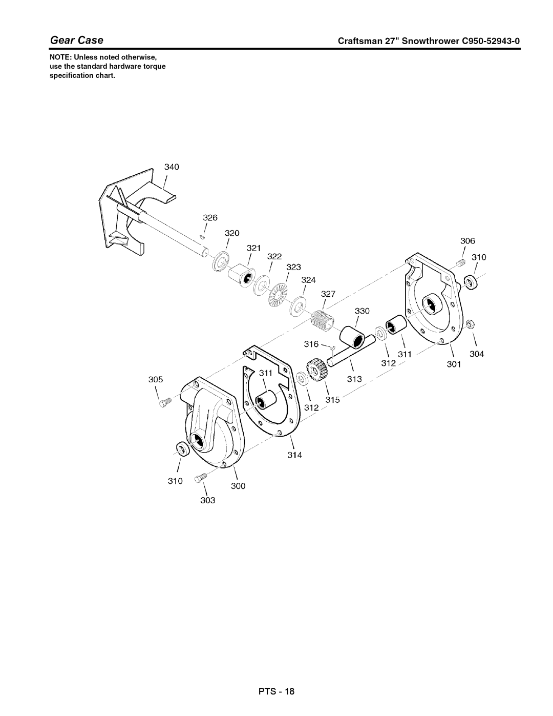 Craftsman C950-52943-0 owner manual Gear Case 