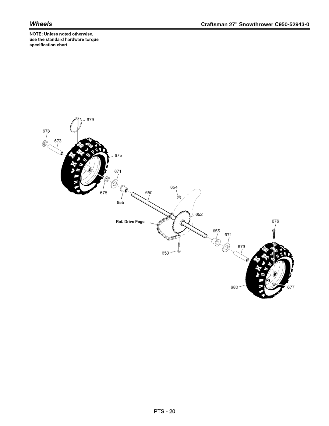 Craftsman C950-52943-0 owner manual Wheels 