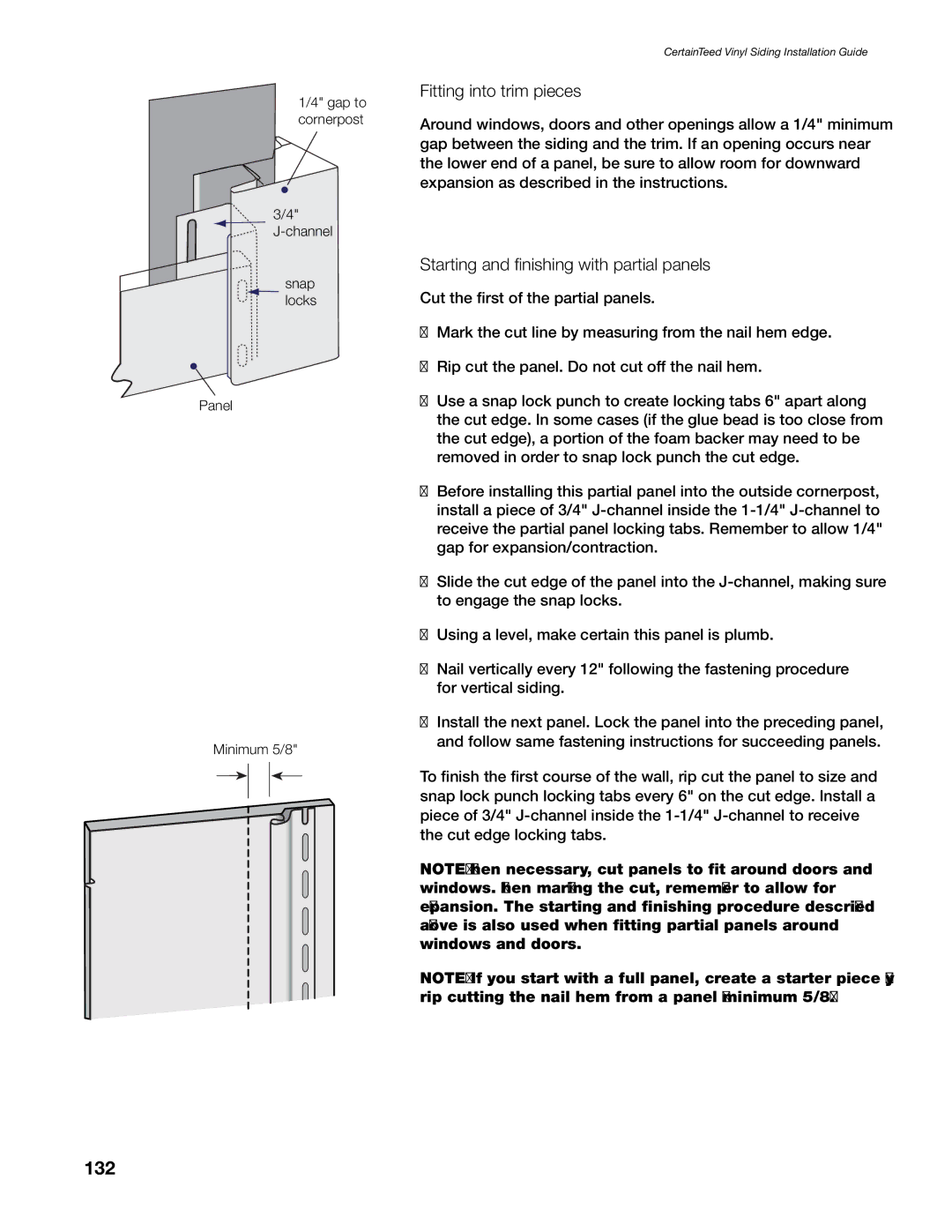 Craftsman CTS205 manual 132, Starting and finishing with partial panels 