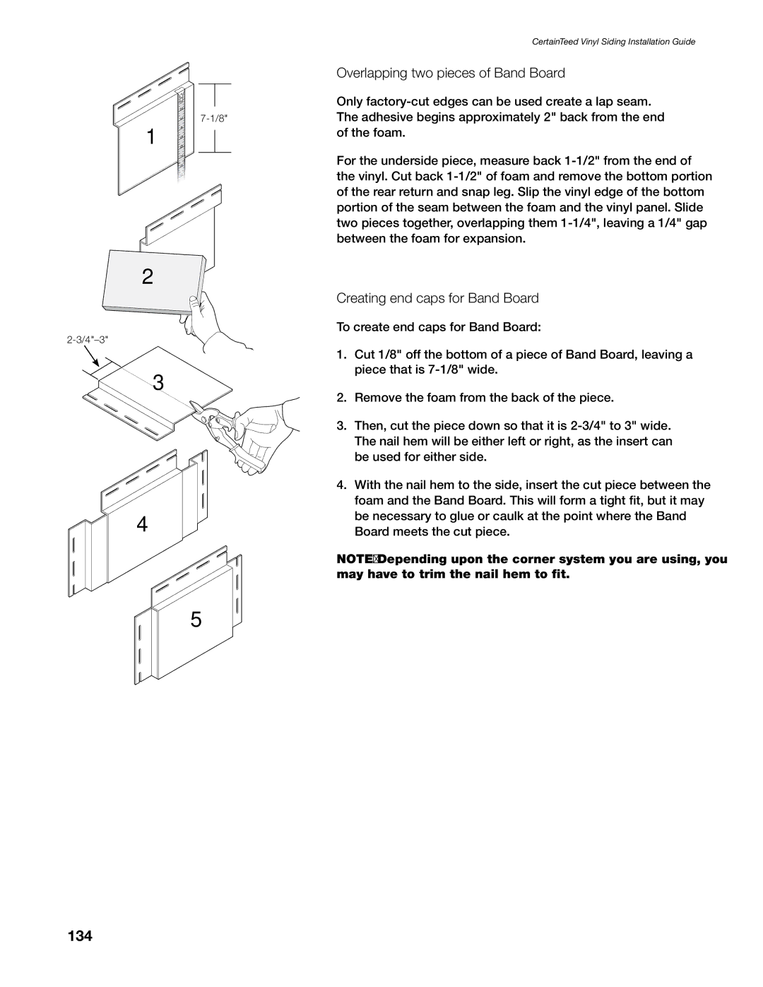 Craftsman CTS205 manual 134, Overlapping two pieces of Band Board 