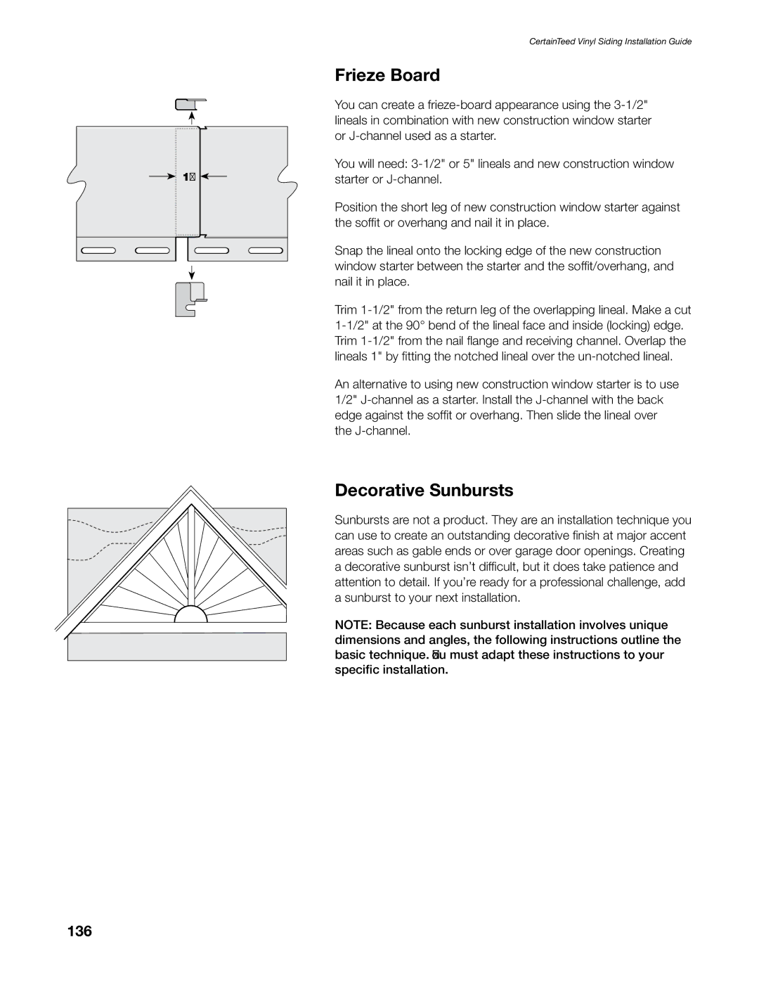 Craftsman CTS205 manual Frieze Board, Decorative Sunbursts, 136 