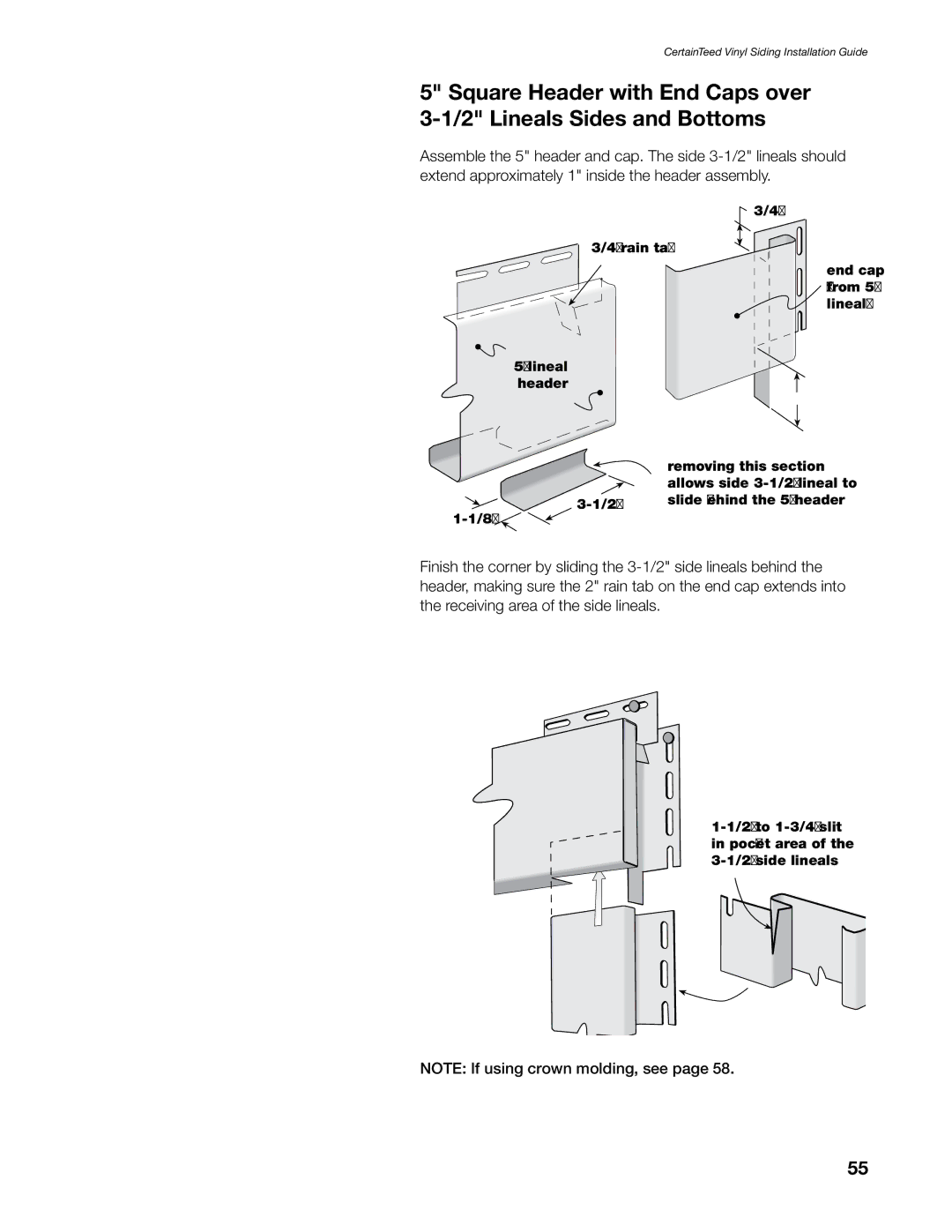 Craftsman CTS205 manual 2 to 1-3/4 slit in pocket area of the 3-1/2 side lineals 