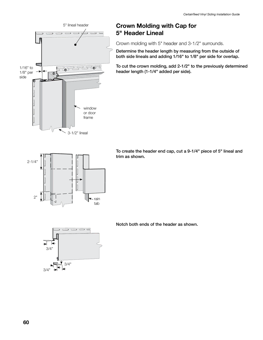 Craftsman CTS205 manual Crown Molding with Cap for 5 Header Lineal, Crown molding with 5 header and 3-1/2 surrounds 