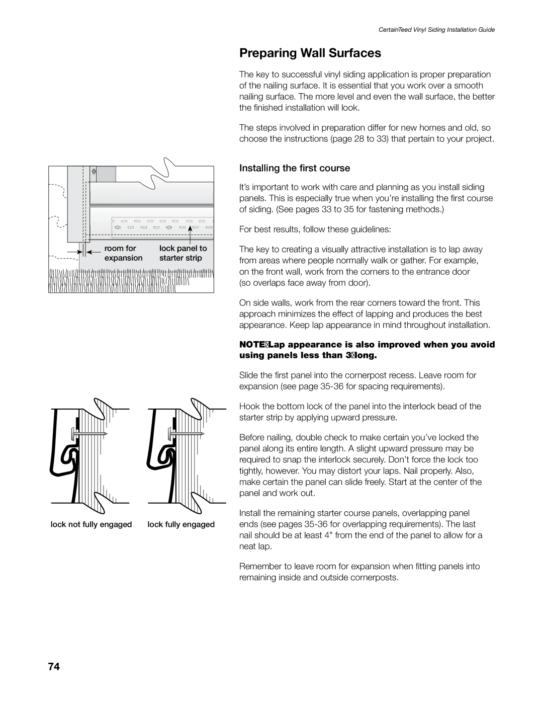 Craftsman CTS205 manual Preparing Wall Surfaces, Installing the first course 