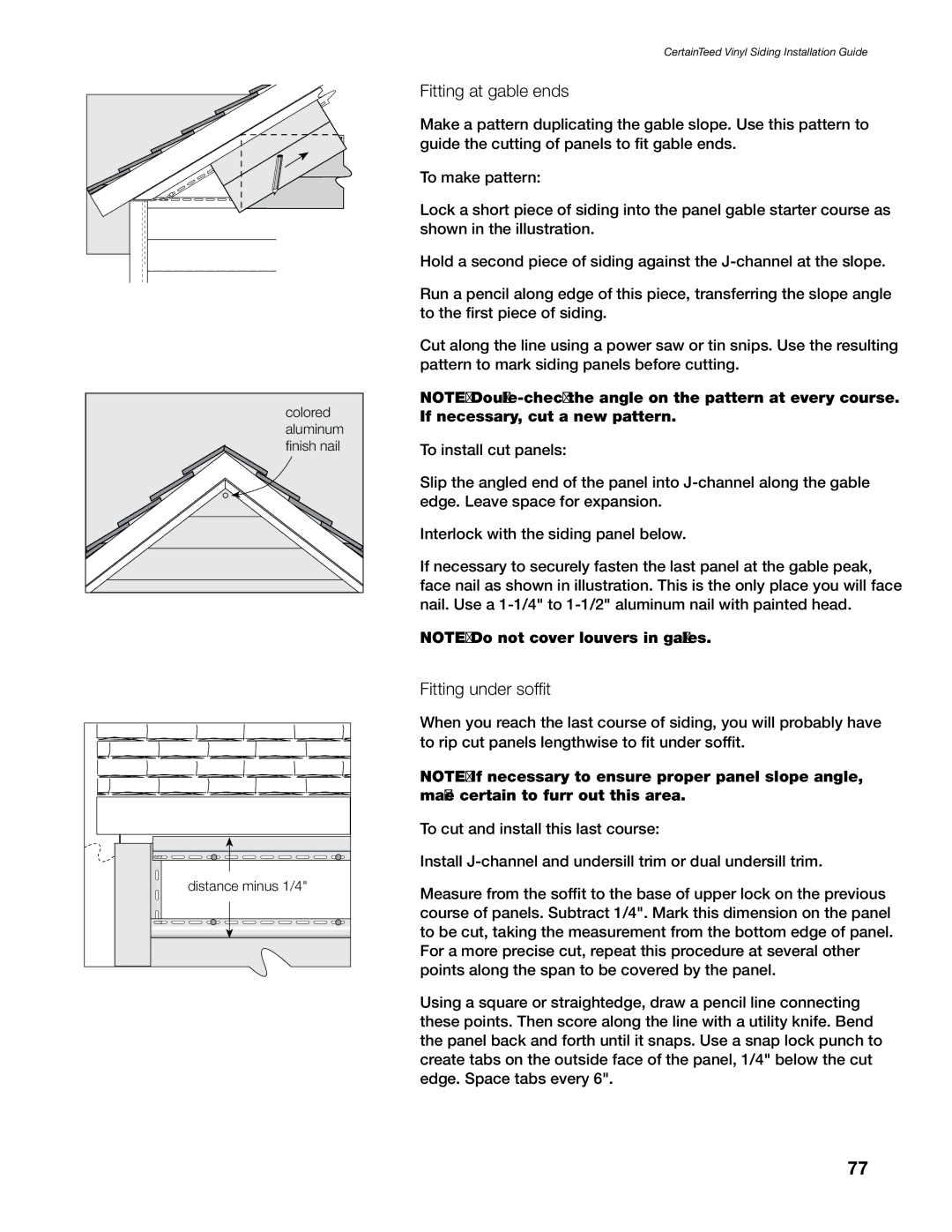 Craftsman CTS205 manual Fitting at gable ends, Fitting under soffit 