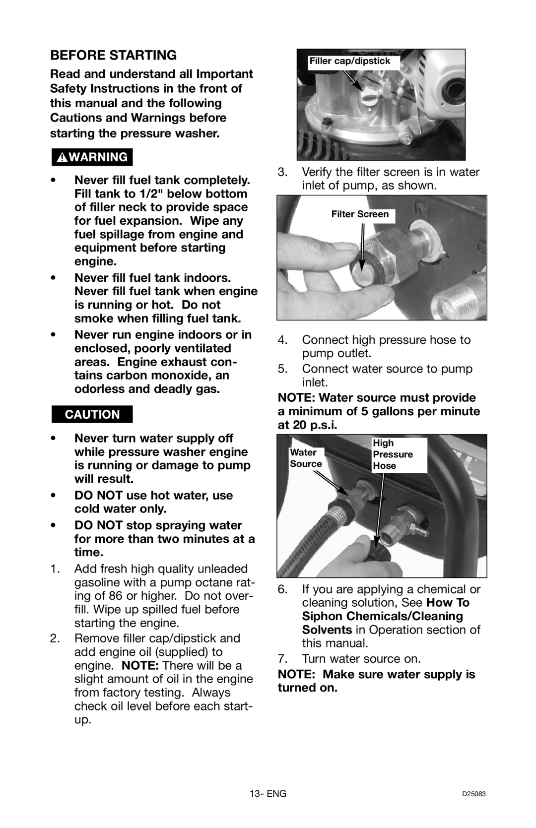 Craftsman 919.672240, D25083 owner manual Before Starting 