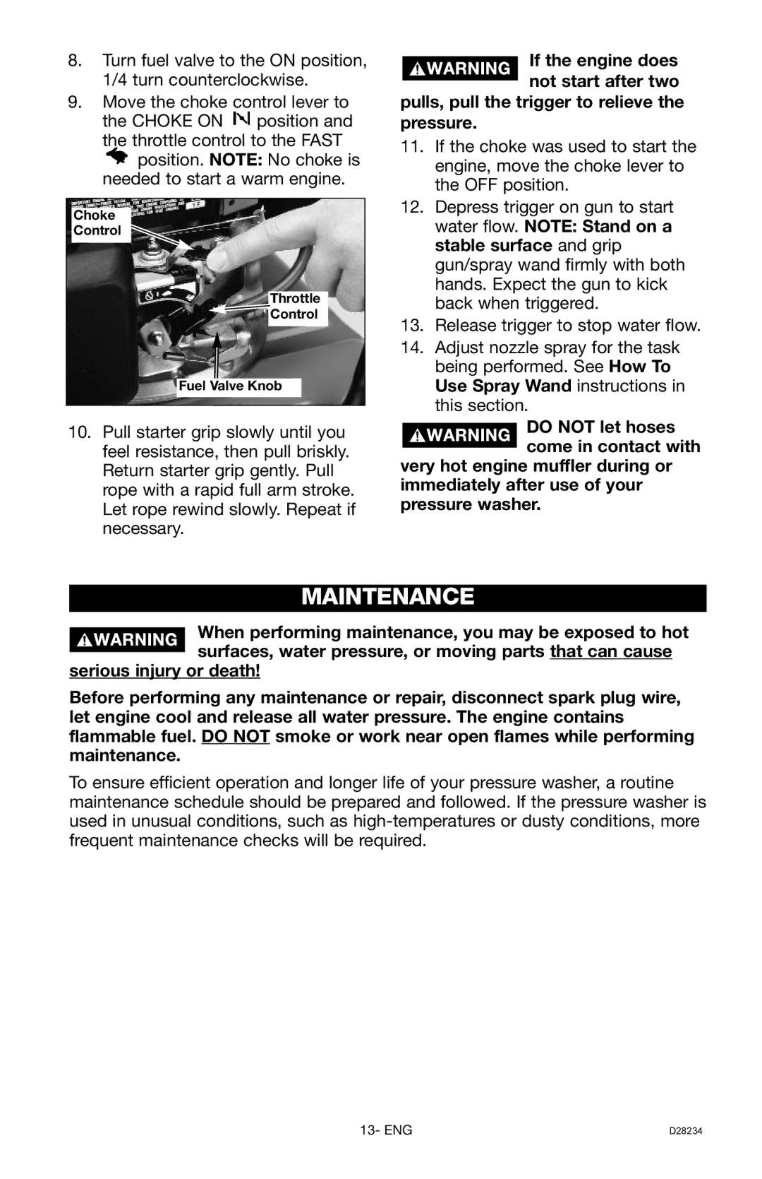 Craftsman 919.769062, D28234 owner manual Maintenance 