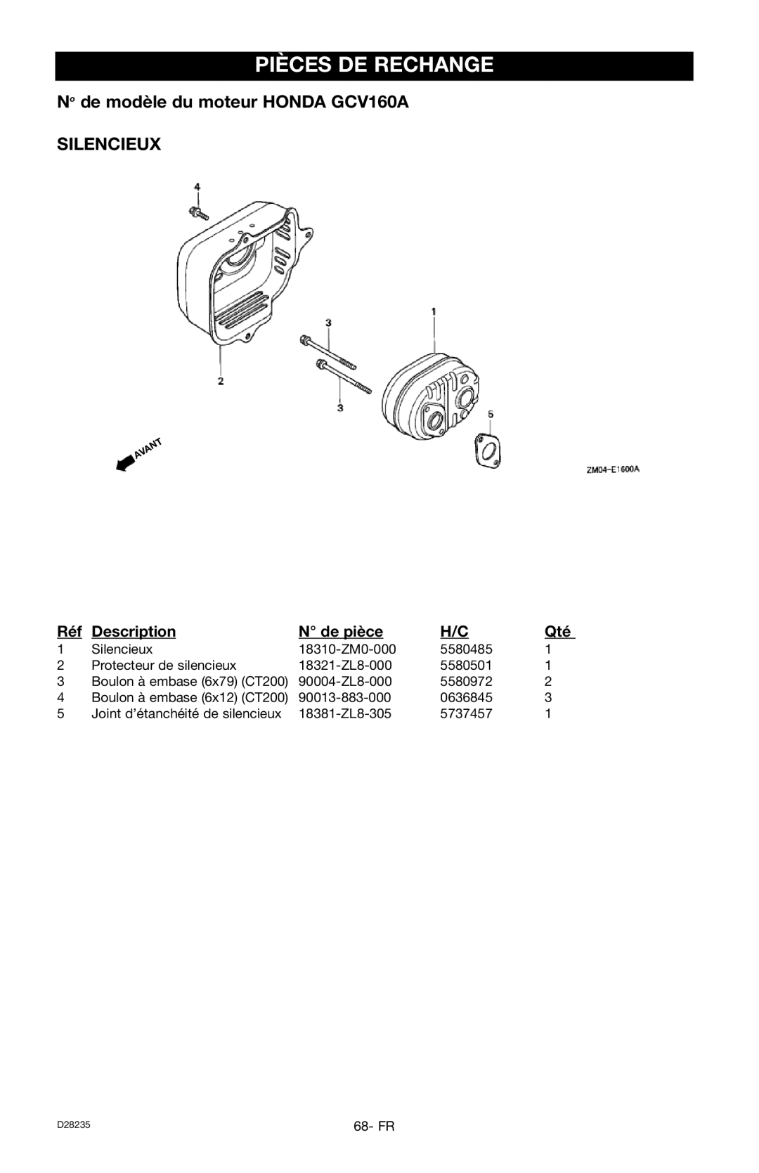 Craftsman D28235, 919.672241 owner manual Silencieux 