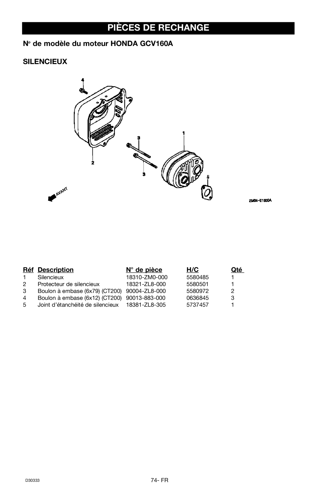 Craftsman D30333, 919.672190 owner manual Silencieux 