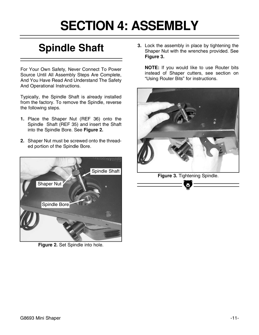 Craftsman G8693 instruction manual Assembly, Spindle Shaft 