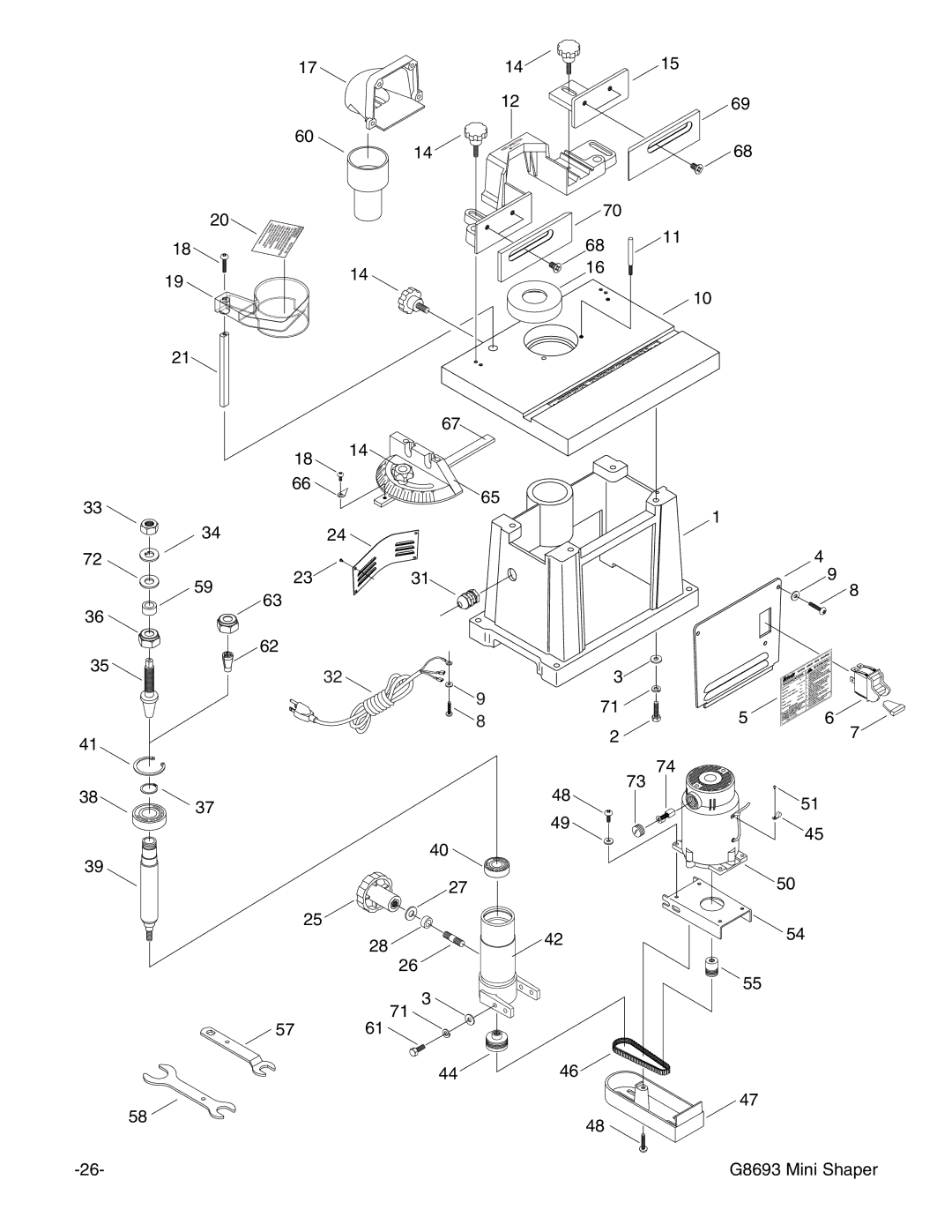 Craftsman instruction manual 1714 G8693 Mini Shaper 