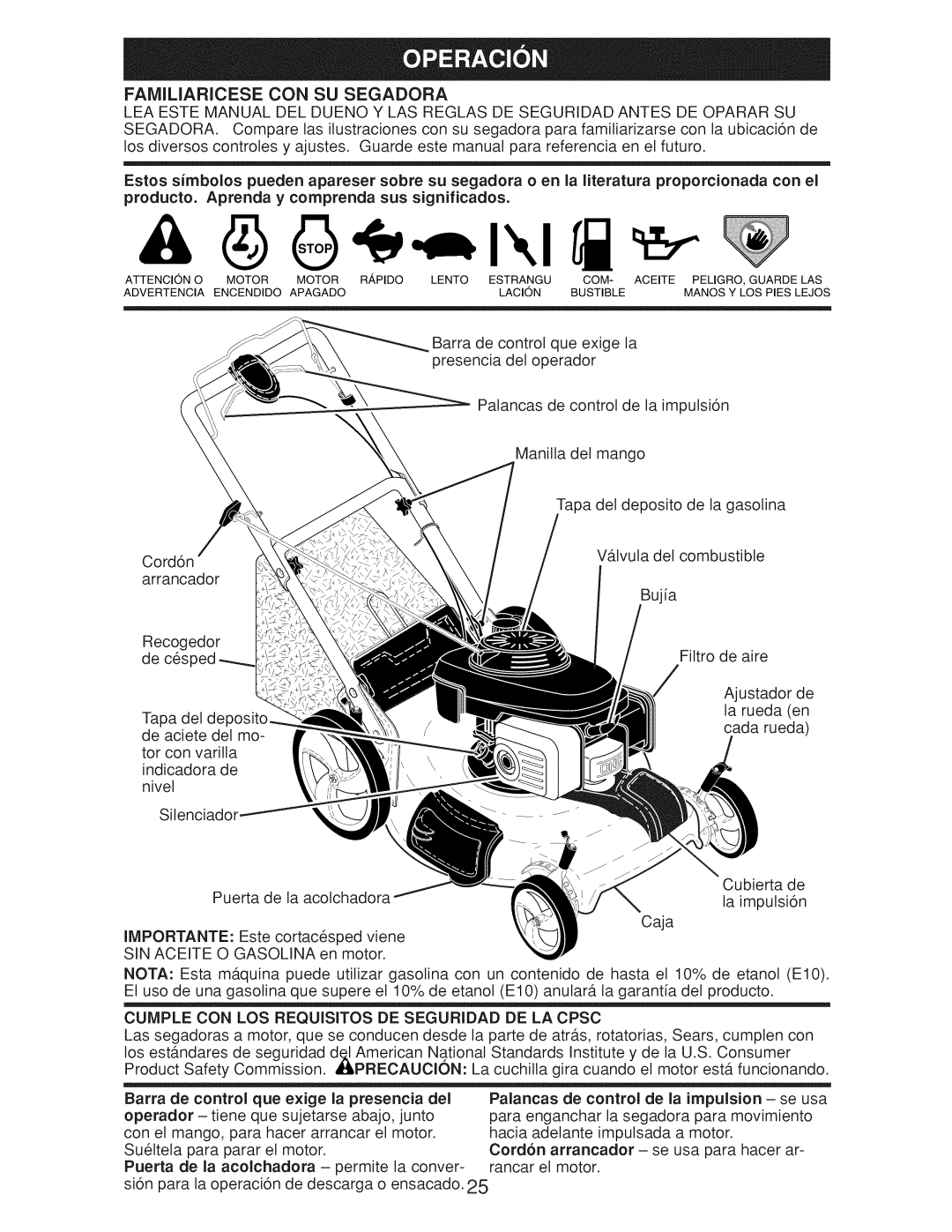 Craftsman Gcv160 manual Cordon arrancador se usa para hacer ar- rancar el motor 