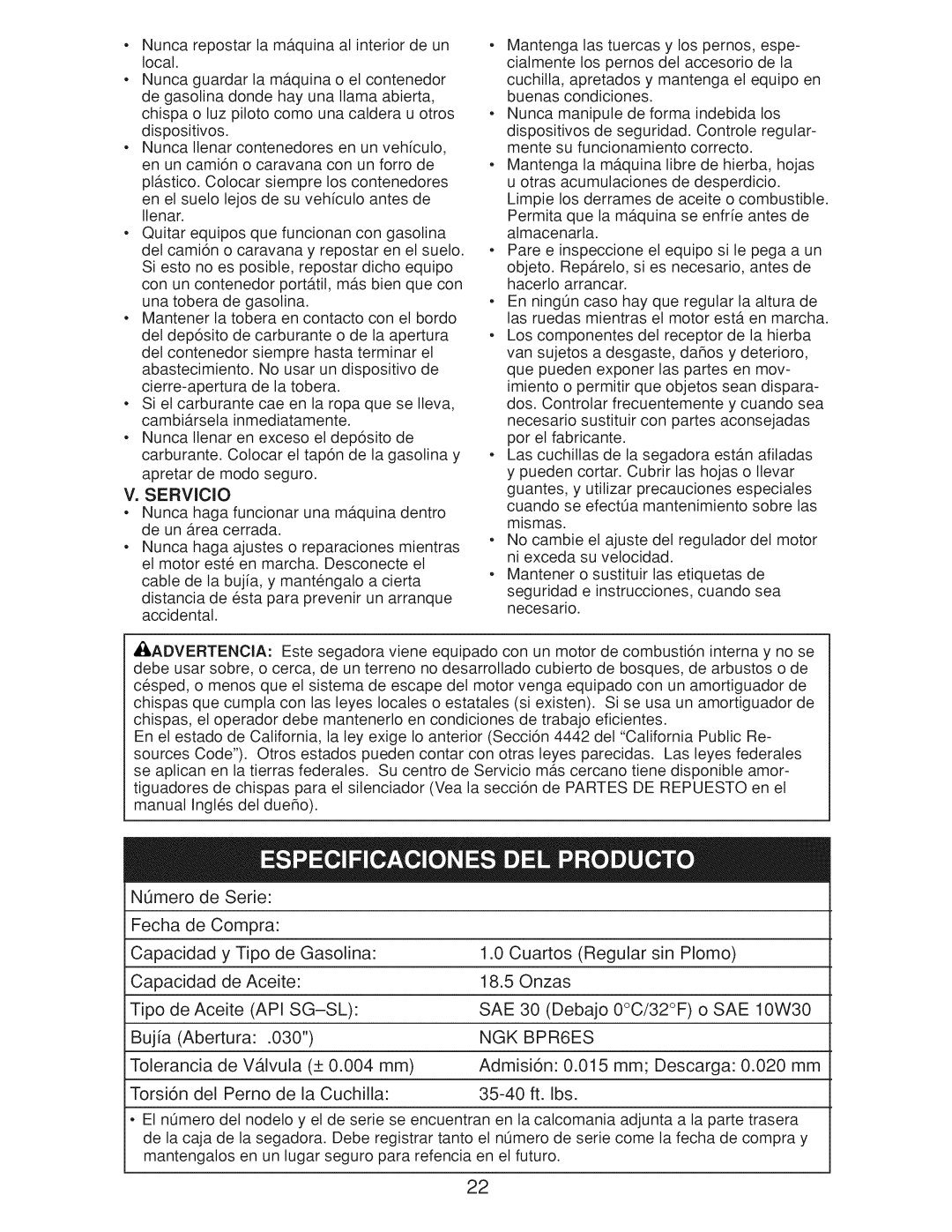 Craftsman Gcv160 manual NQmero de Serie 