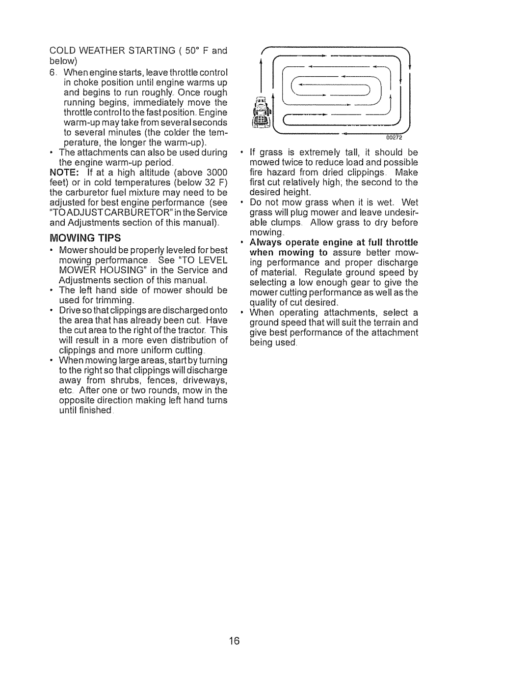 Craftsman LTS 1500 manual Mowing Tips 