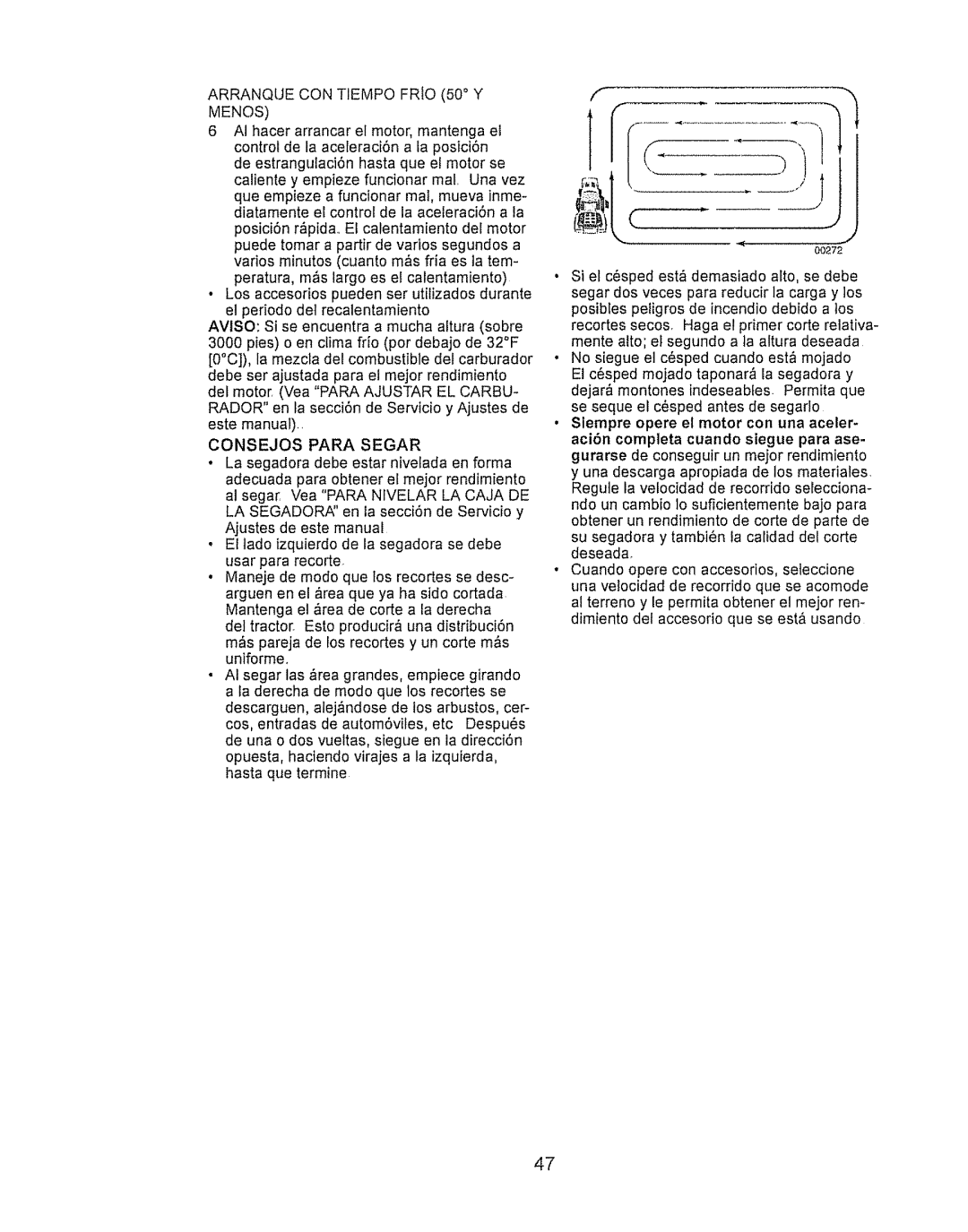 Craftsman LTS 1500 manual Oo272, Consejos Para Segar 