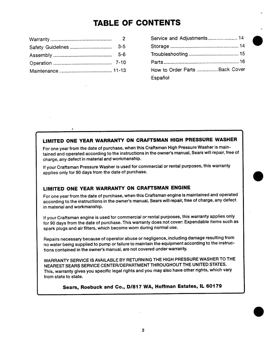 Craftsman MGP-743500, 919.763500 manual 