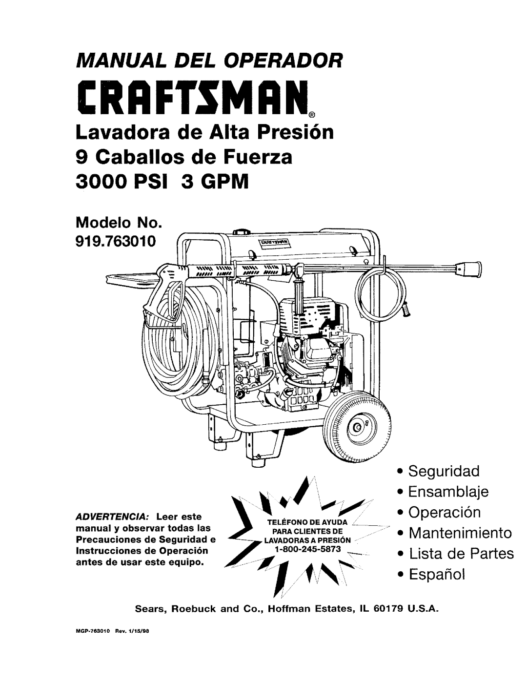 Craftsman MGP-762010 manual 