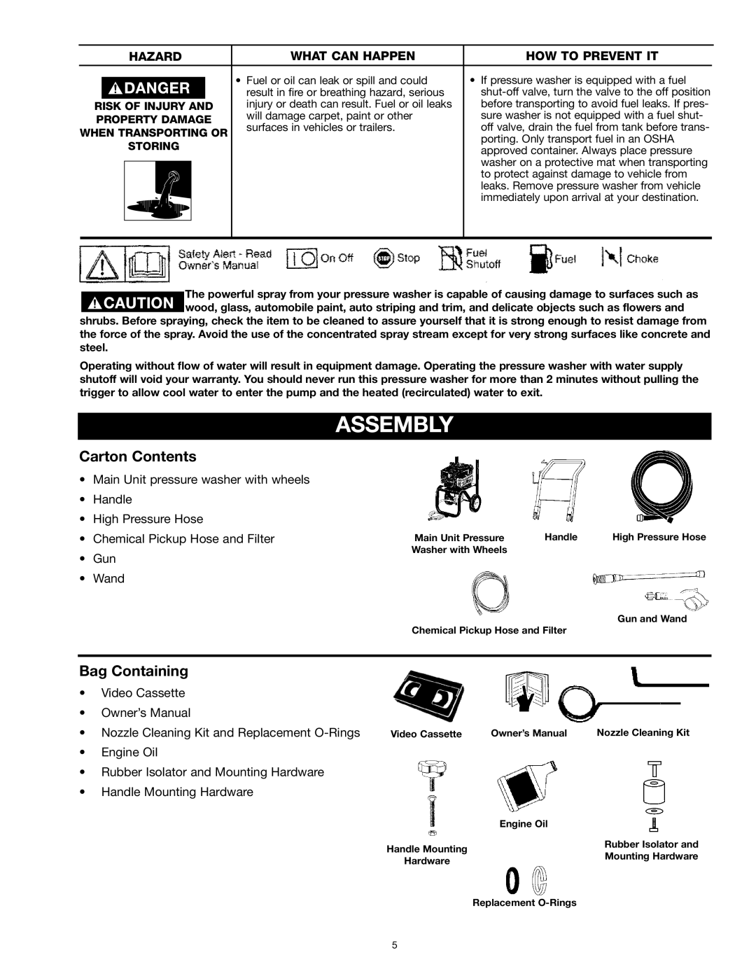 Craftsman MGP-769010 owner manual Assembly, Carton Contents 