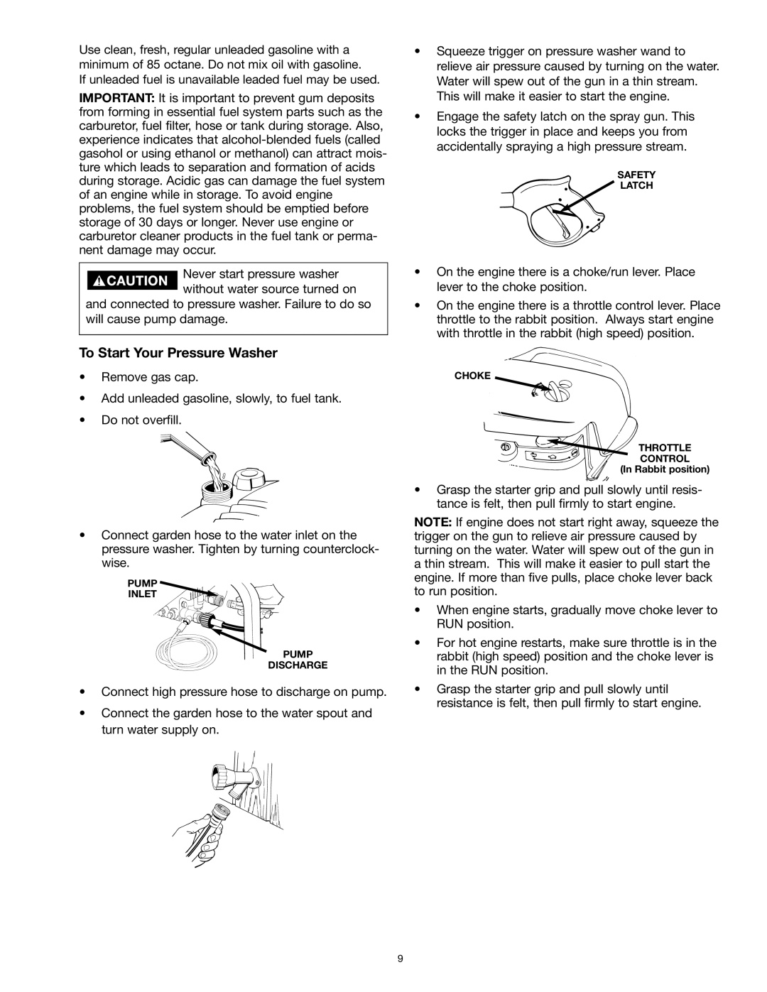 Craftsman MGP-769010 owner manual To Start Your Pressure Washer 