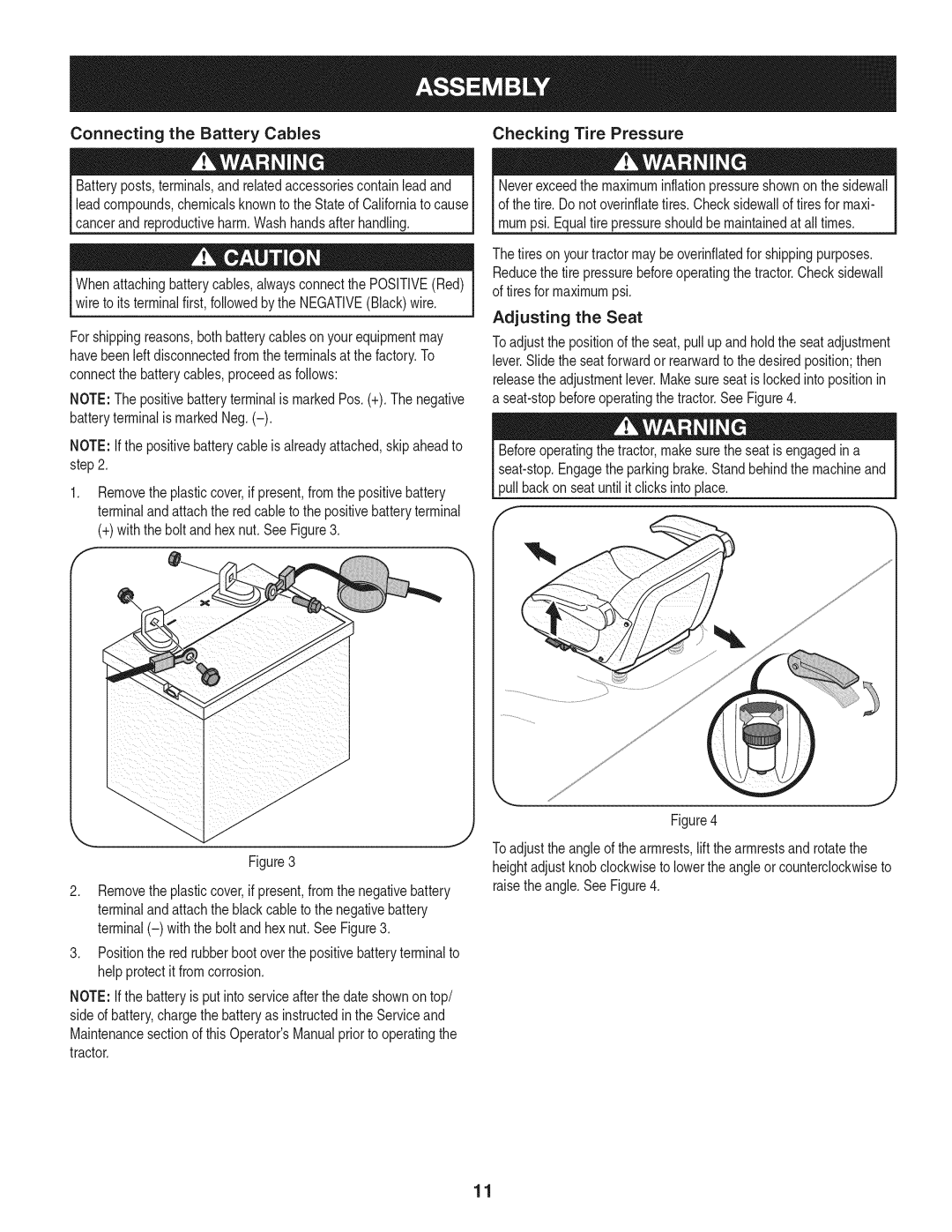 Craftsman 247.28984, PGT9000 manual Checking Tire Pressure 