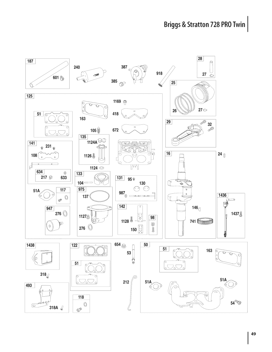 Craftsman 247.28984, PGT9000 manual 418 \\S% 163, 1124 1437 51A 212 