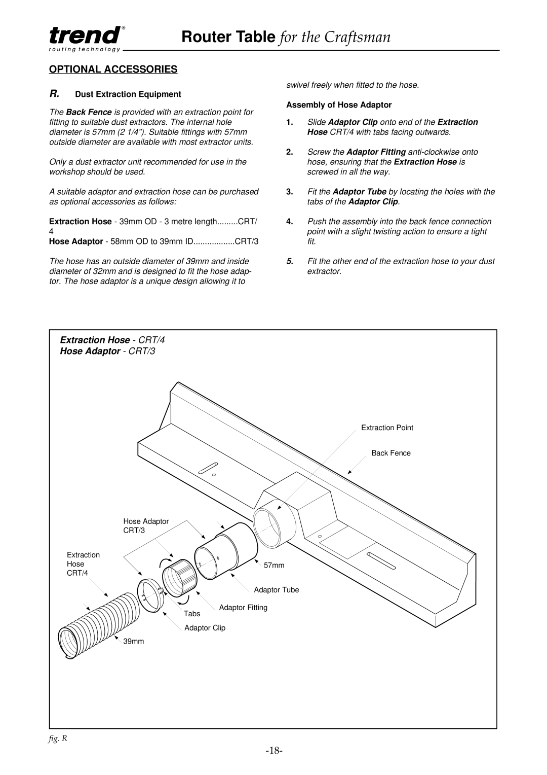 Craftsman pmn instruction manual Dust Extraction Equipment, Assembly of Hose Adaptor 