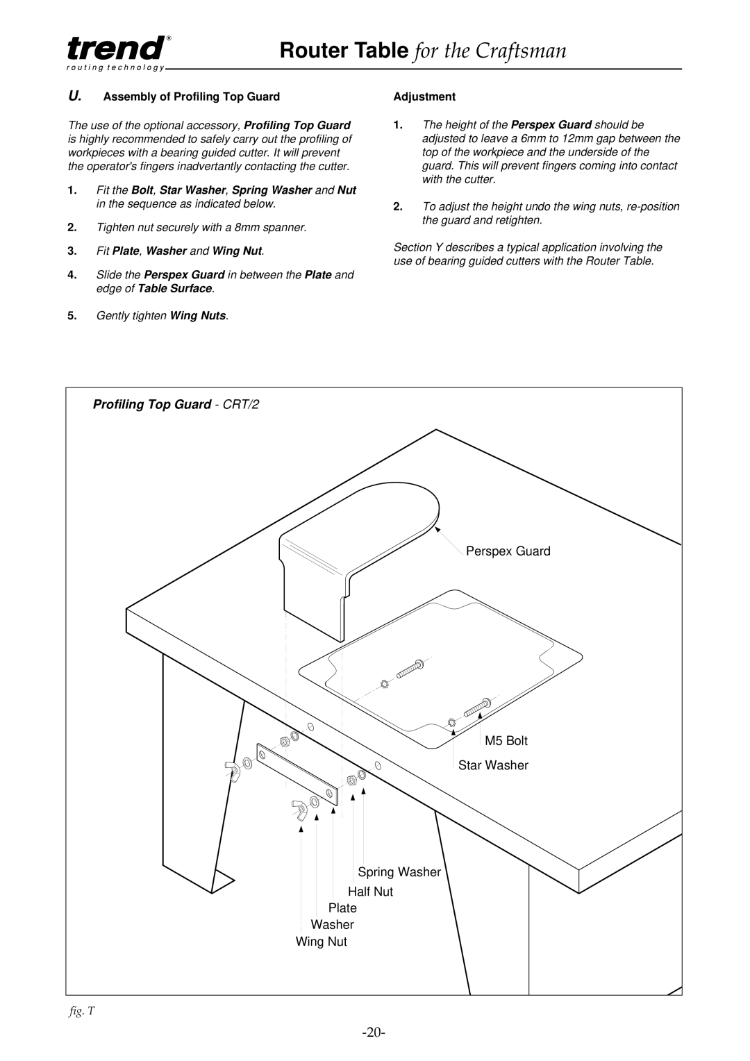 Craftsman pmn instruction manual Assembly of Profiling Top Guard Adjustment, Fit Plate, Washer and Wing Nut 