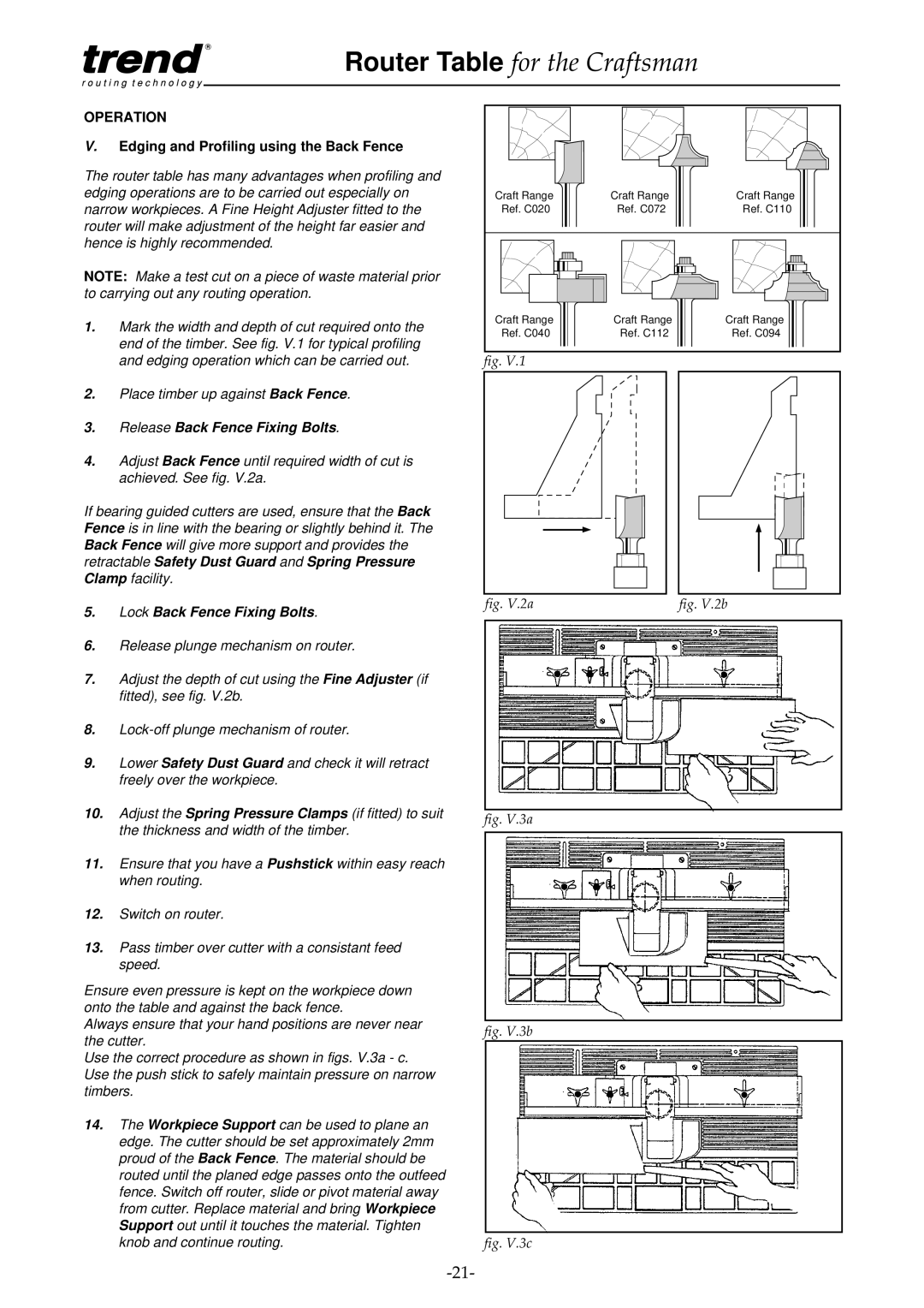 Craftsman pmn Edging and Profiling using the Back Fence, Release Back Fence Fixing Bolts, Lock Back Fence Fixing Bolts 