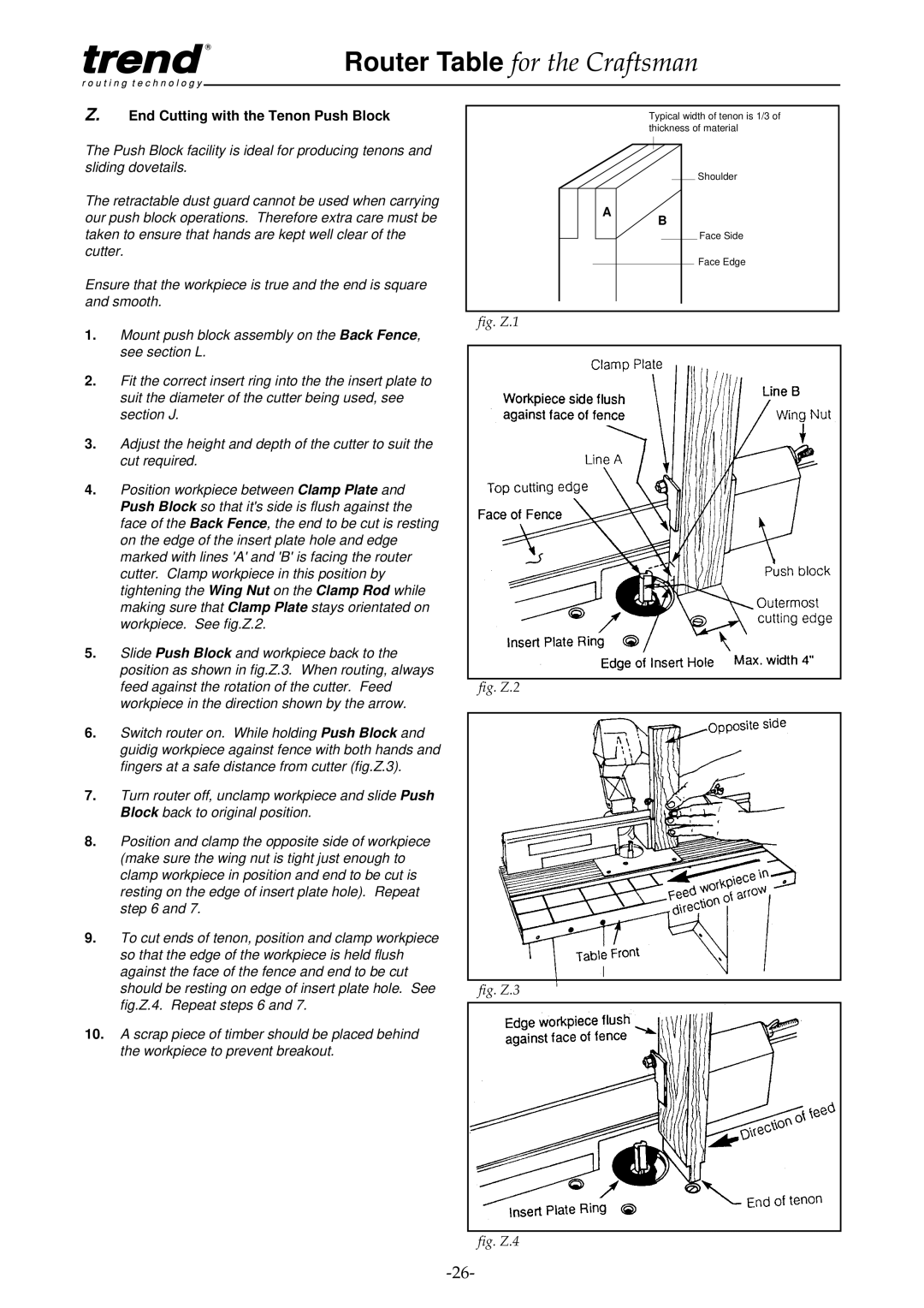 Craftsman pmn instruction manual End Cutting with the Tenon Push Block, Fig. Z.1 