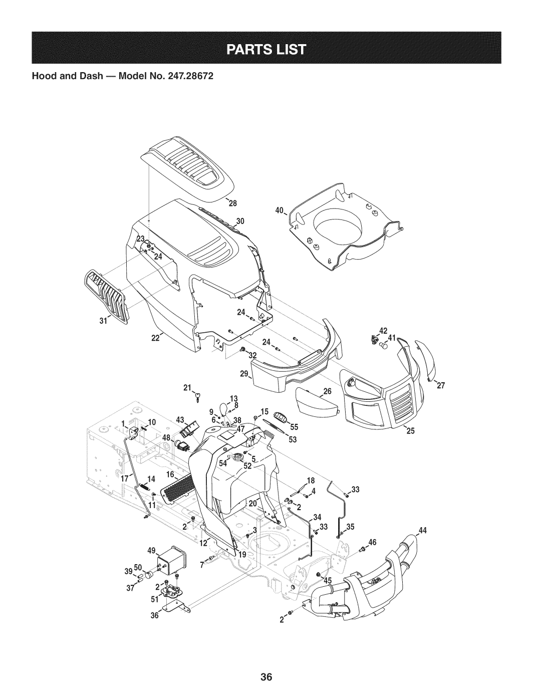 Craftsman PYT 9000, 247.28672 manual Hood and Dash B IViodel No 