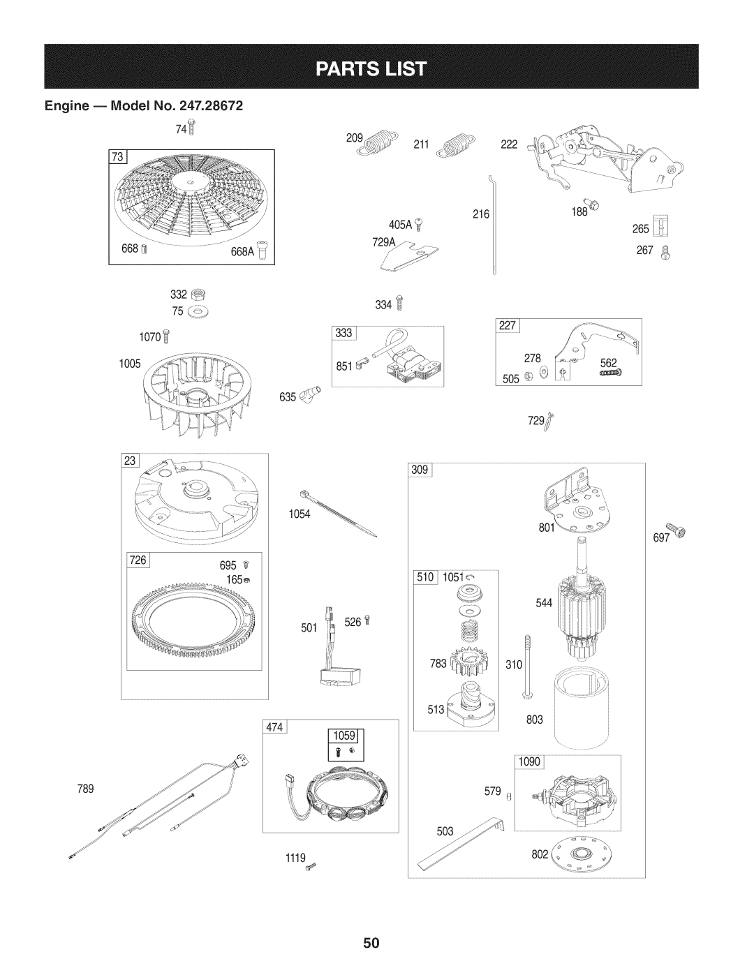 Craftsman PYT 9000, 247.28672 manual Engine B IViodel No, 544 803, 579 1119 802 